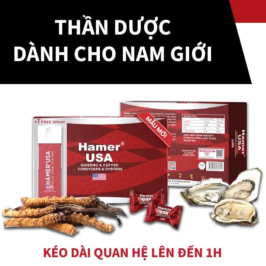 Kẹo ngậm Hamer chính hãng từ Mỹ - Kéo dài thời gian quan hệ lên 1h